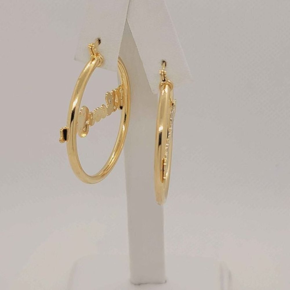 Brand New Brazilian 18k Gold Filled " I LOVE YOU"  Earrings - Picture 3 of 4
